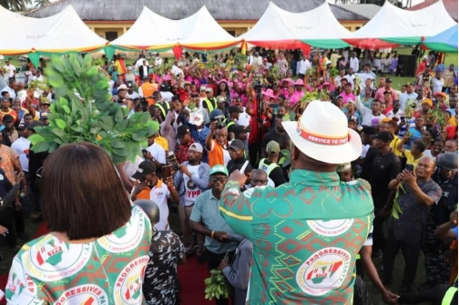 OBA facing a crowd during a public celebration